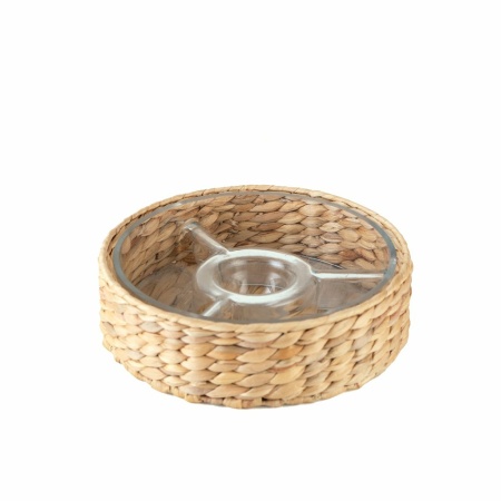 Aperitif set 3 rotan compartimenten 28x28x8cm