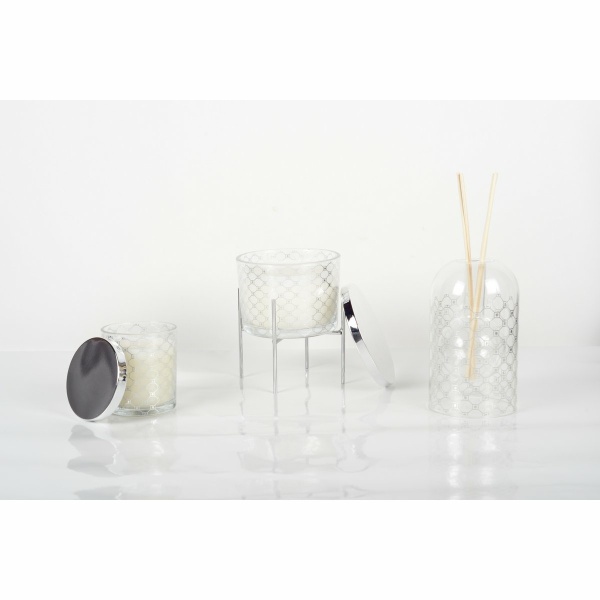 Silver Musk -kaars met dekking 7,8x8,2 cm