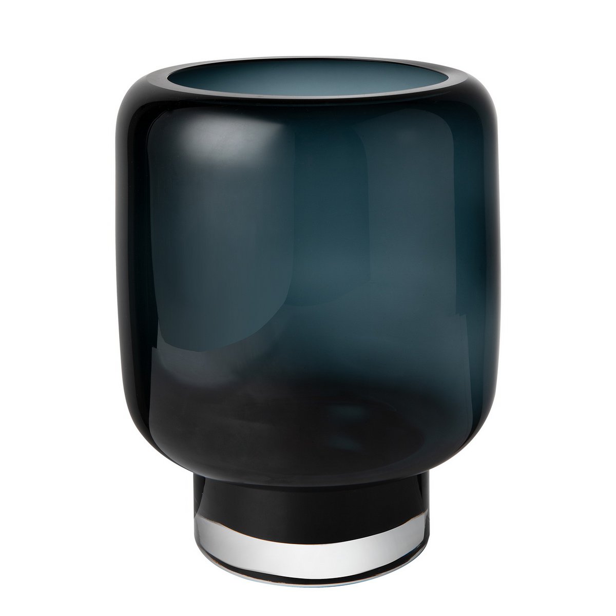 grote moderne vaas, zwaar helder glas, inktblauw, ZADAR