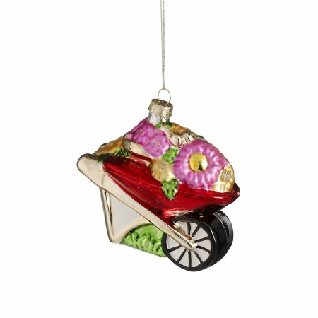 Kerst Ornament Kruiwagen - L10,5 x B6 x H9,5 cm - Rood
