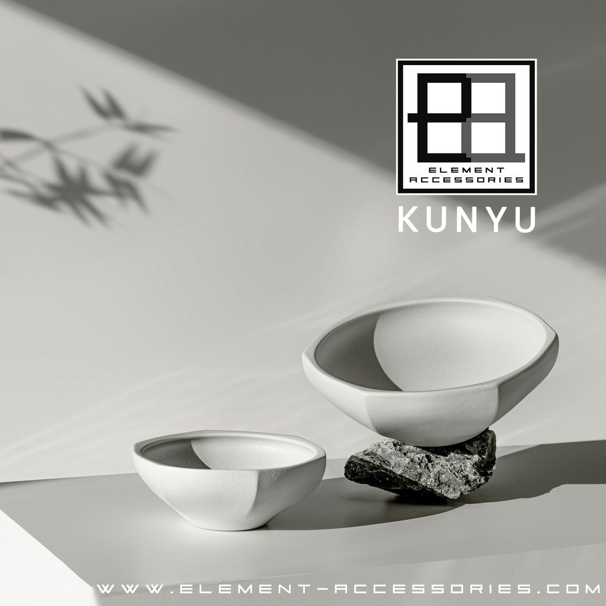 Kom in moderne Aziatische stijl, hoogwaardig design en afwerking, KUNYU22WH
