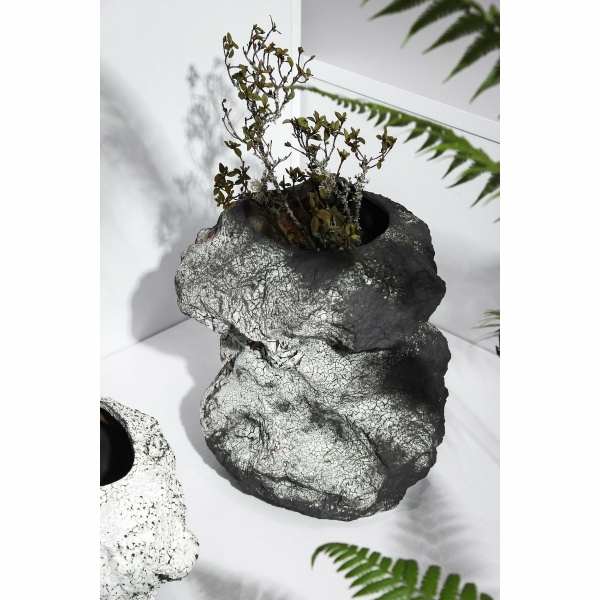 Keramische vaas m. look van rock, trendy natuurlijk design.CHU32ZW