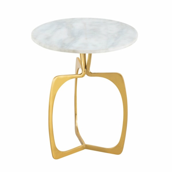 Bijzettafel metaal rond ø 45 x 56 cm siertafel marmer Sohoo frame zilver of goud
