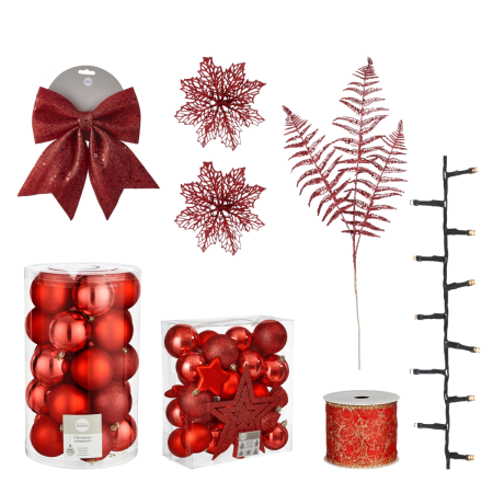 Kerstboom Decoratie Set - 100 Stuks - Rood