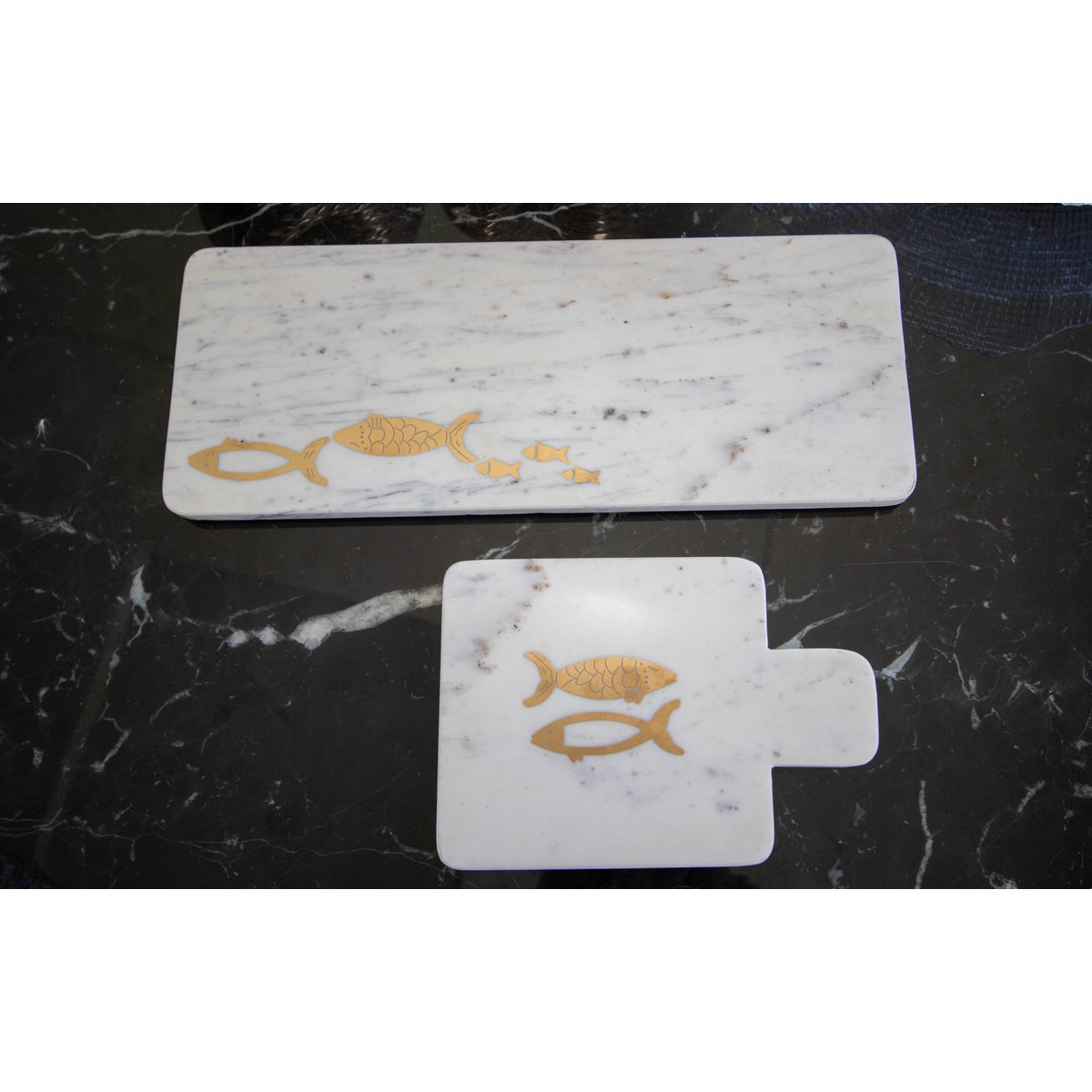 Gouden vismarmeren kaaslade 15,5x22x1,5 cm