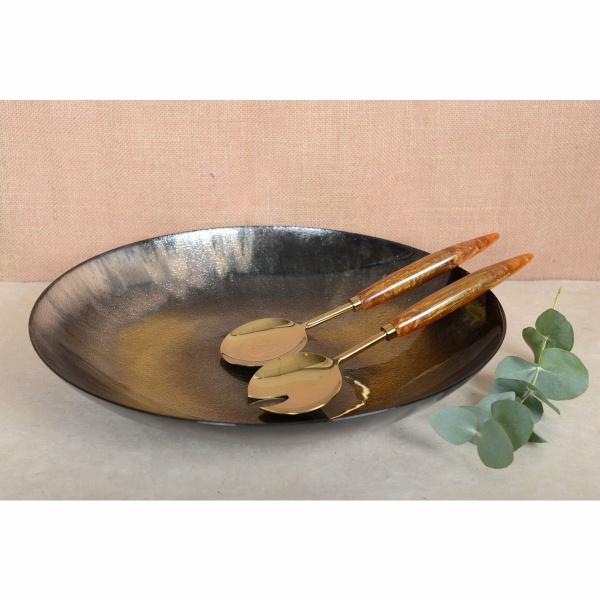 Bestek met goud en oranje salade 29 cm