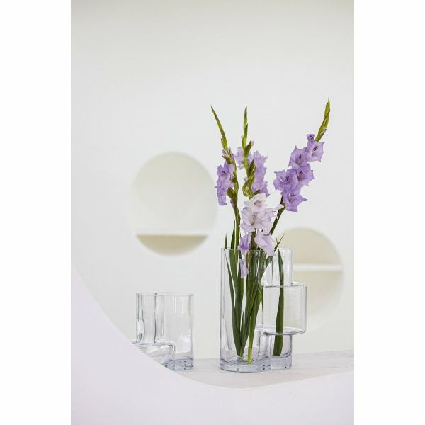 Glazen vaas van top innovatief design met constructivistische touch, FUSION 20 helder glas