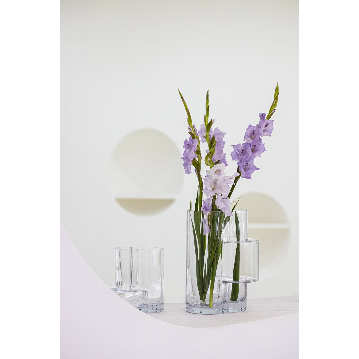Glazen vaas van top innovatief design met constructivistische touch, FUSION 20 helder glas