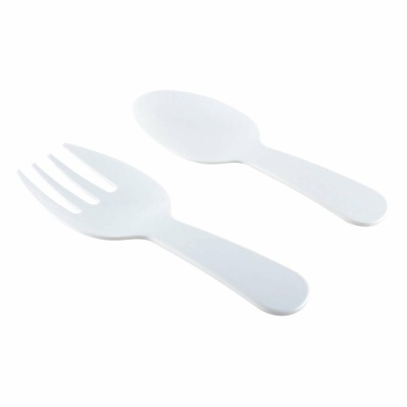 Witte salade bestek in melamine 27x9.5x1cm