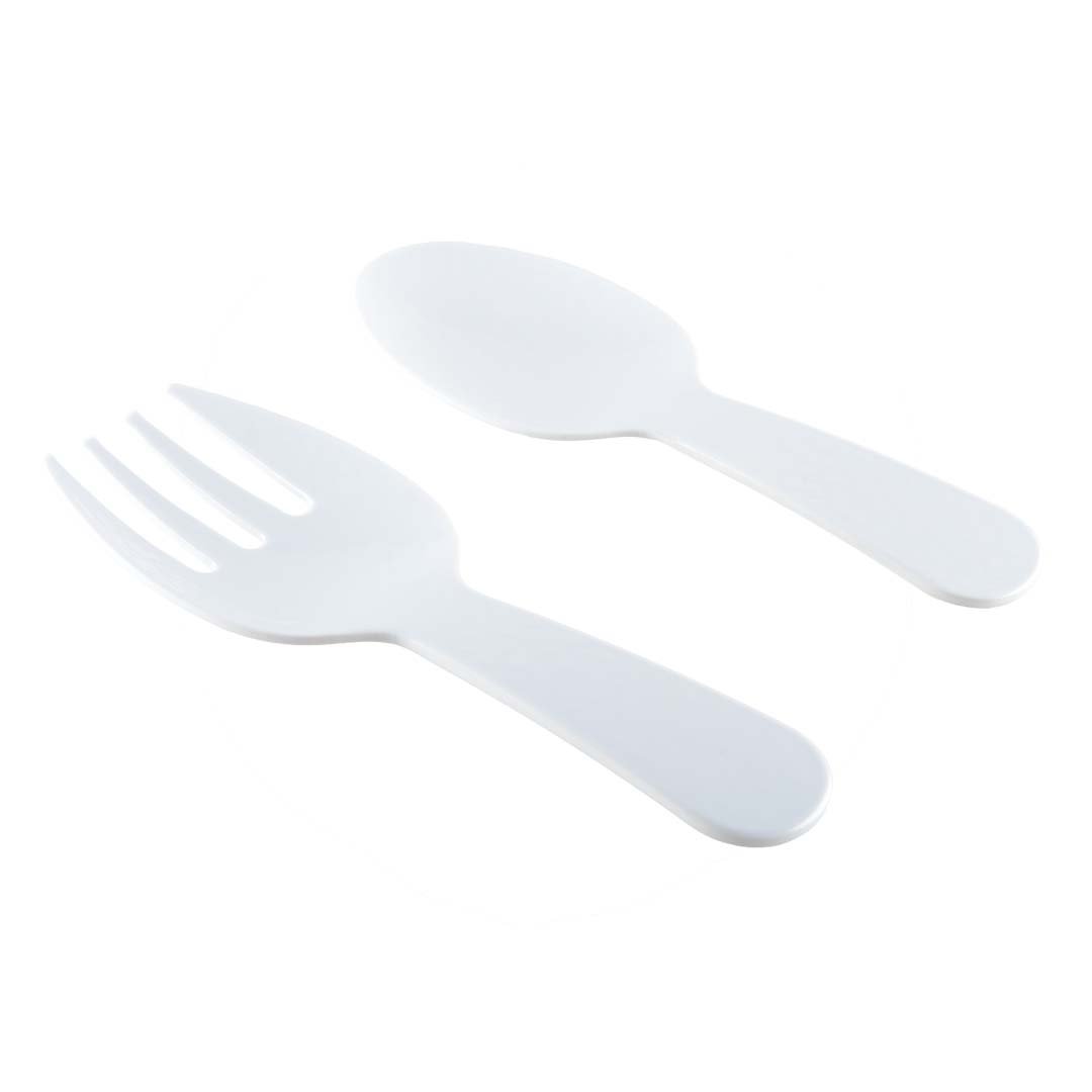 Witte salade bestek in melamine 27x9.5x1cm