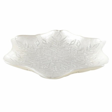 Wit en glitter grijze Flocon gesneden 21,5 cm