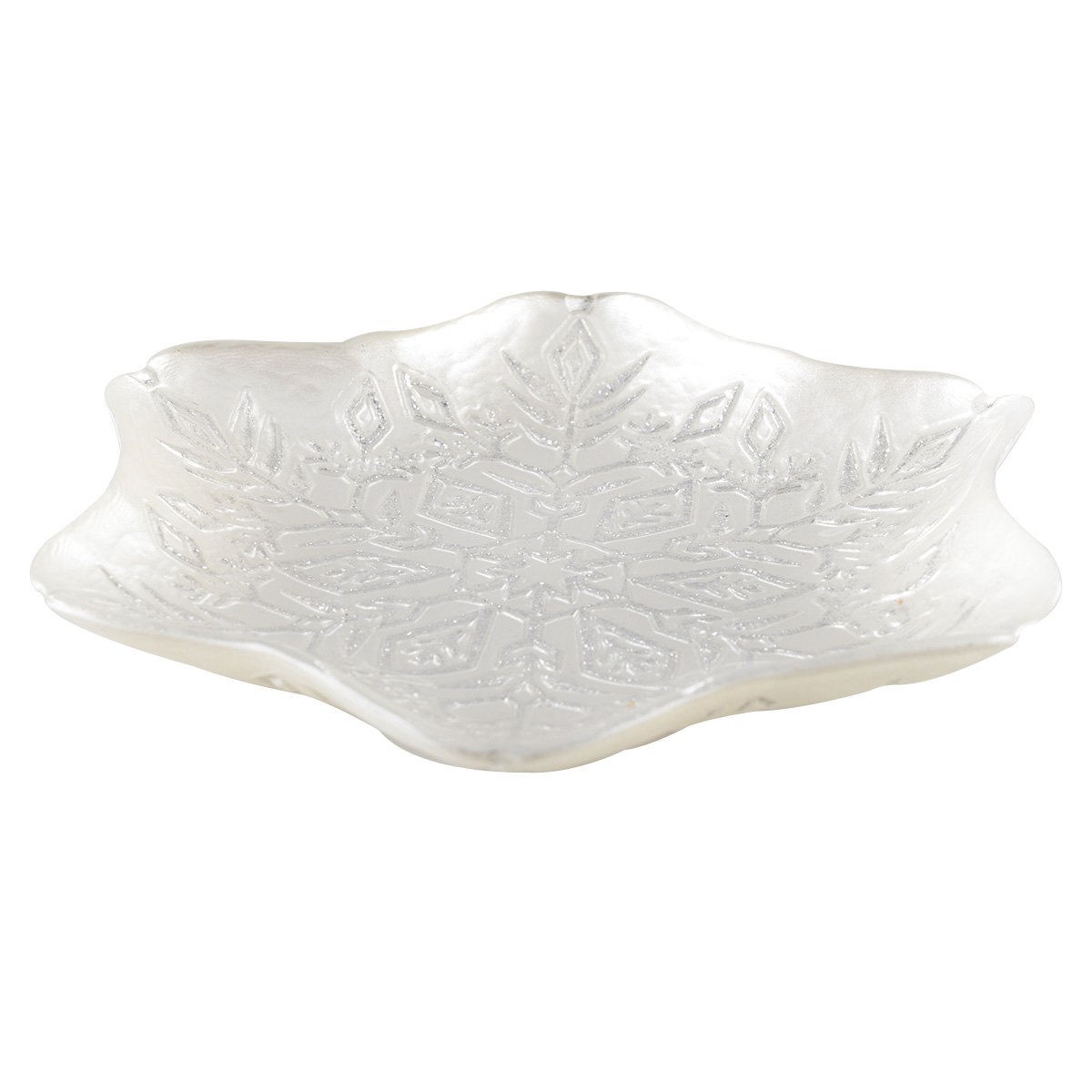 Wit en glitter grijze Flocon gesneden 21,5 cm