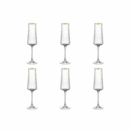 Champagne fluiten vergulde rand 210 ml - veel 6