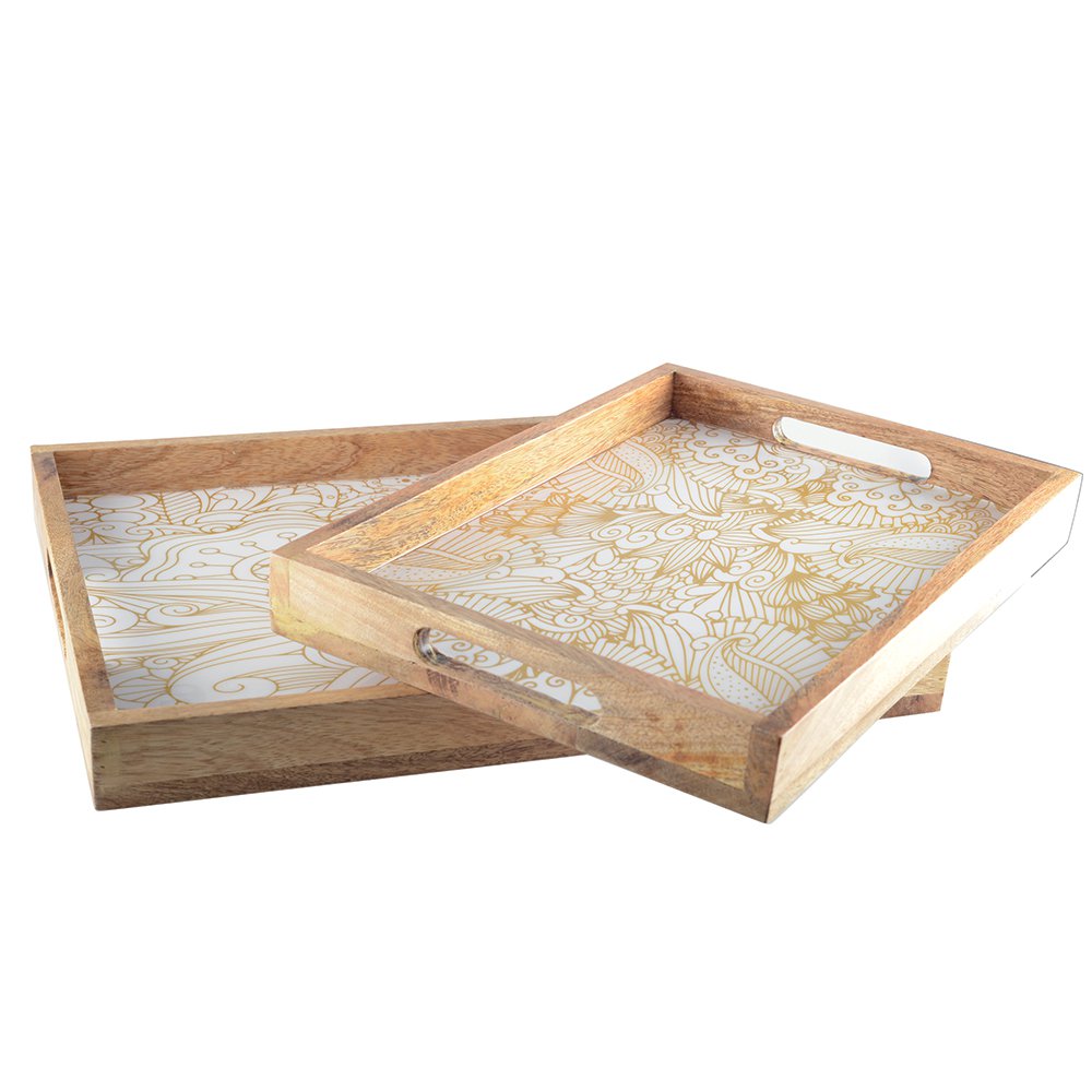 Rechthoekige abstracte trays - set van 2