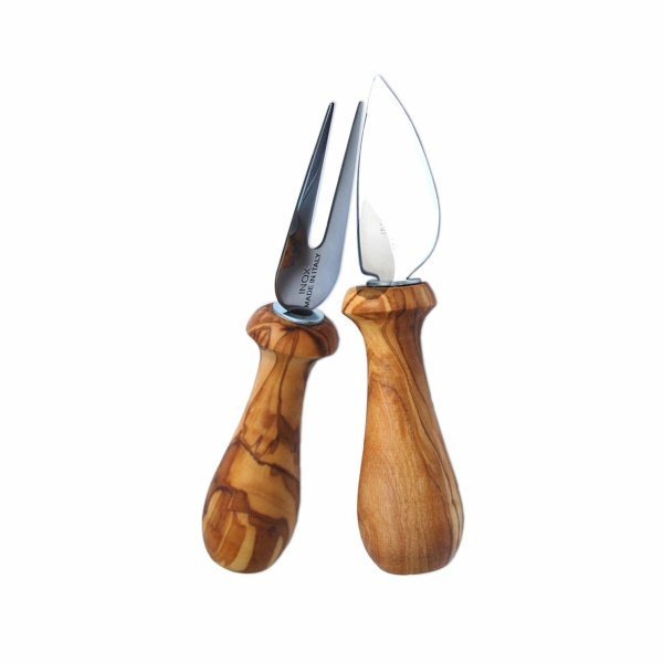 Set van 2 kaasbestek met olijfhouten handvat