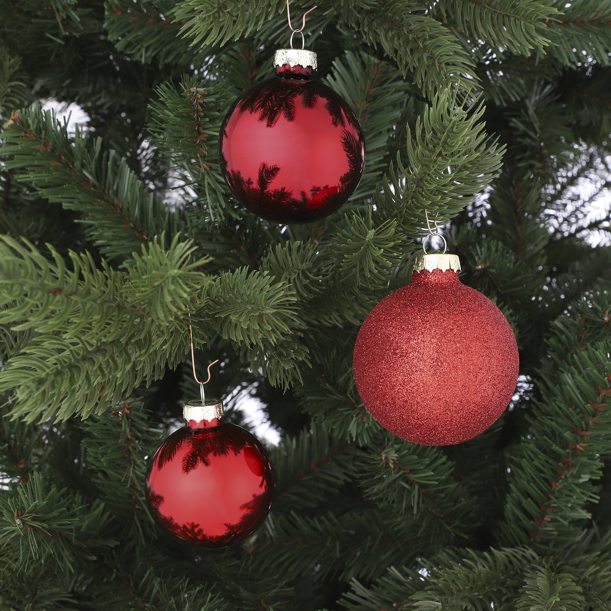 Kerstballen Set - 42 Stuks - Ø7 cm - Glas - Rood