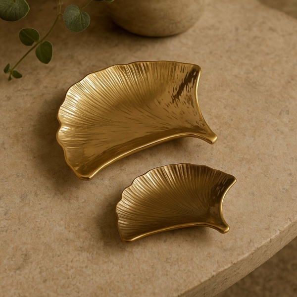 Ginkgo -bekers in gouden keramiek - veel van 2