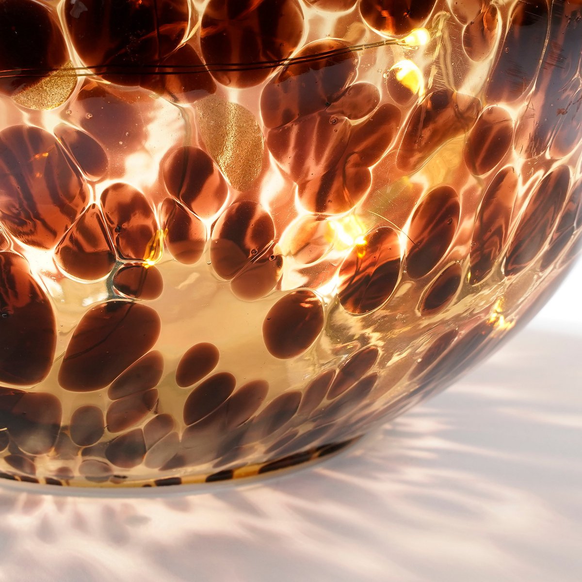 Bollamp met LED Verlichting - H20 x Ø20 cm - Glas - Bruin