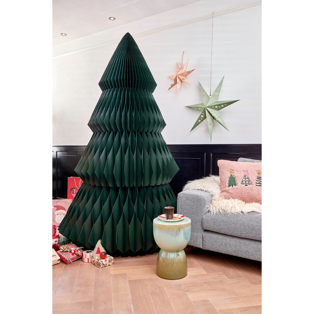 Decoratie Kerstboom - H212 x Ø120 cm - Papier - FSC Mix - Petrol