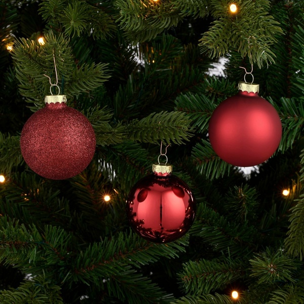 Kerstballen Set - 26 Stuks - Ø7 cm - Glas - Rood