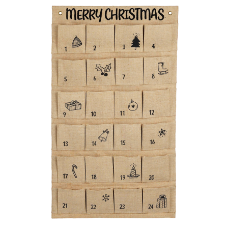 Adventskalender - L85 x B50 cm - Jute - Bruin