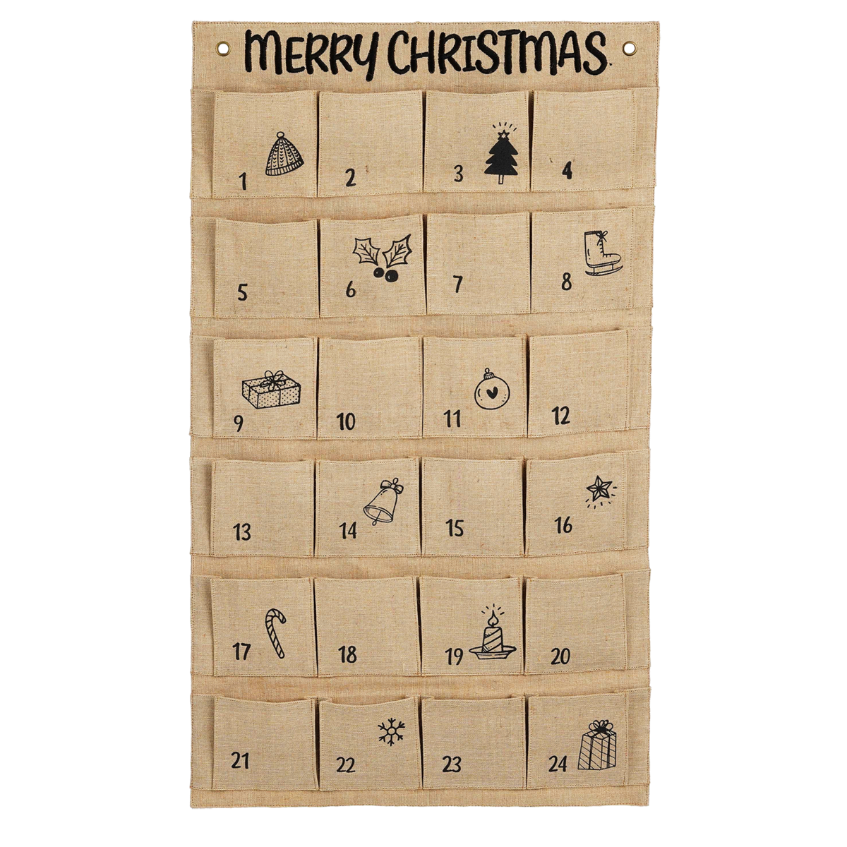 Adventskalender - L85 x B50 cm - Jute - Bruin