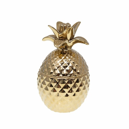Decoratieve ananasdoos in gouden keramiek 13x13x22,5 cm