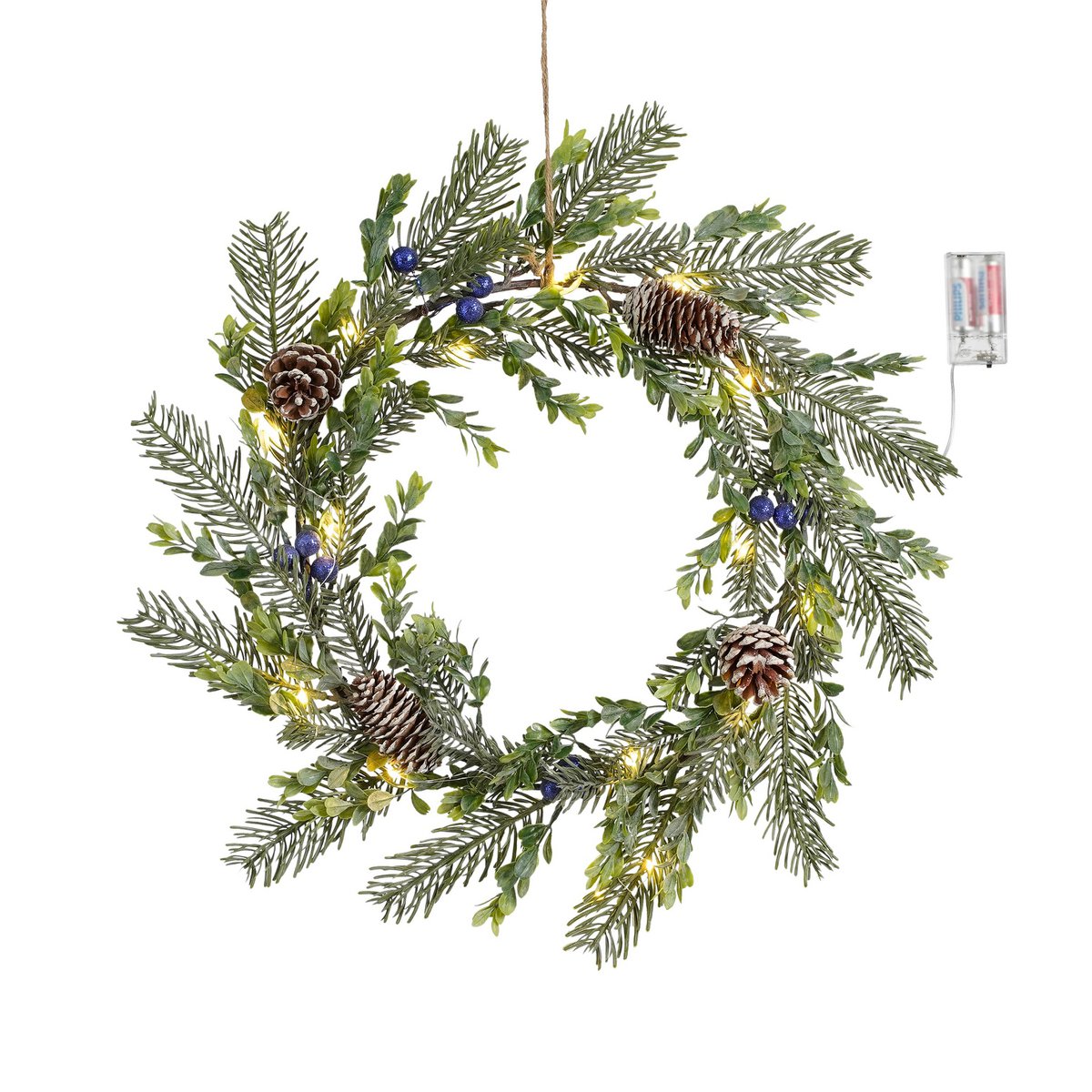 Kerstkrans met LED Verlichting - Ø42 cm - Groen