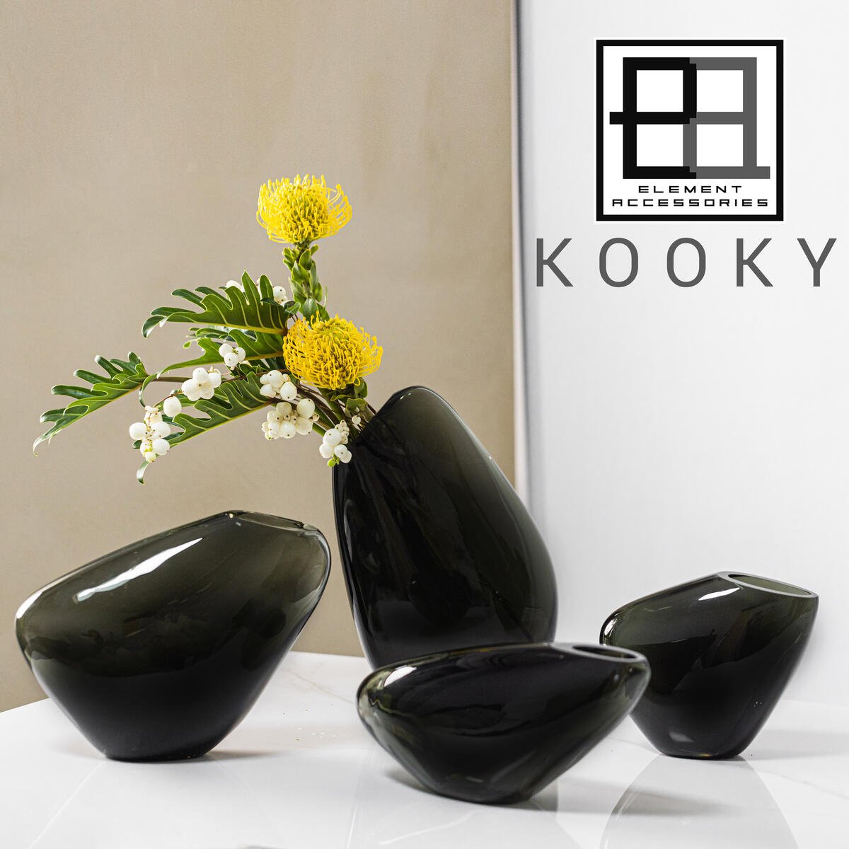Innovatieve designvaas, kiezelachtige organische vorm, KOOKY21GR