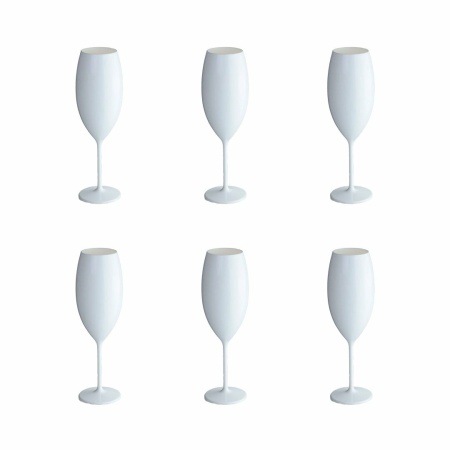 Witte champagne fluiten in 210 ml acryl - veel 6