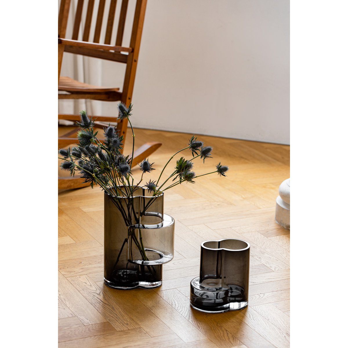 Innovatieve modernistische hoge vaas, topdesign, constructivistisch FUSIO 32 Grey