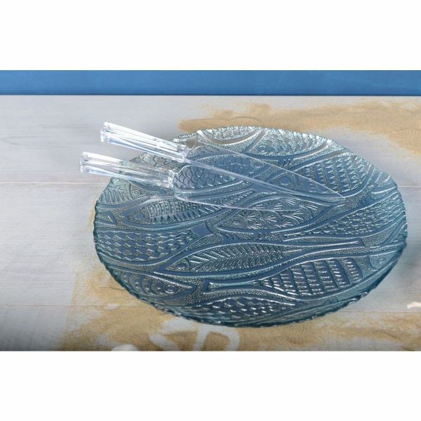 Round Dish Light Blue Fish 32,5 cm