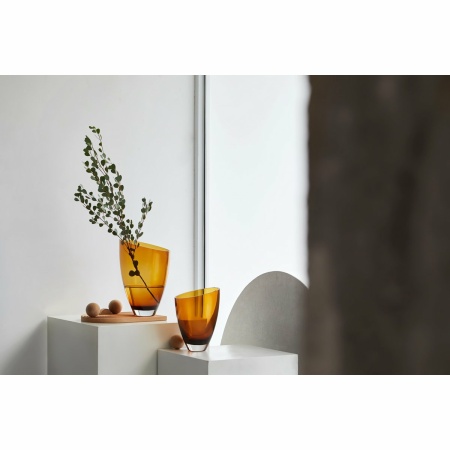 grote glazen vaas, kristalhelder, amber, BULED 30 AMBER 9 mm dik glas