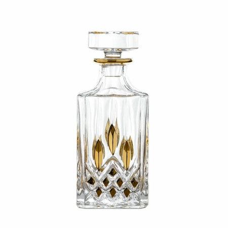 Glazen whisky karaf met gouden details 700 ml