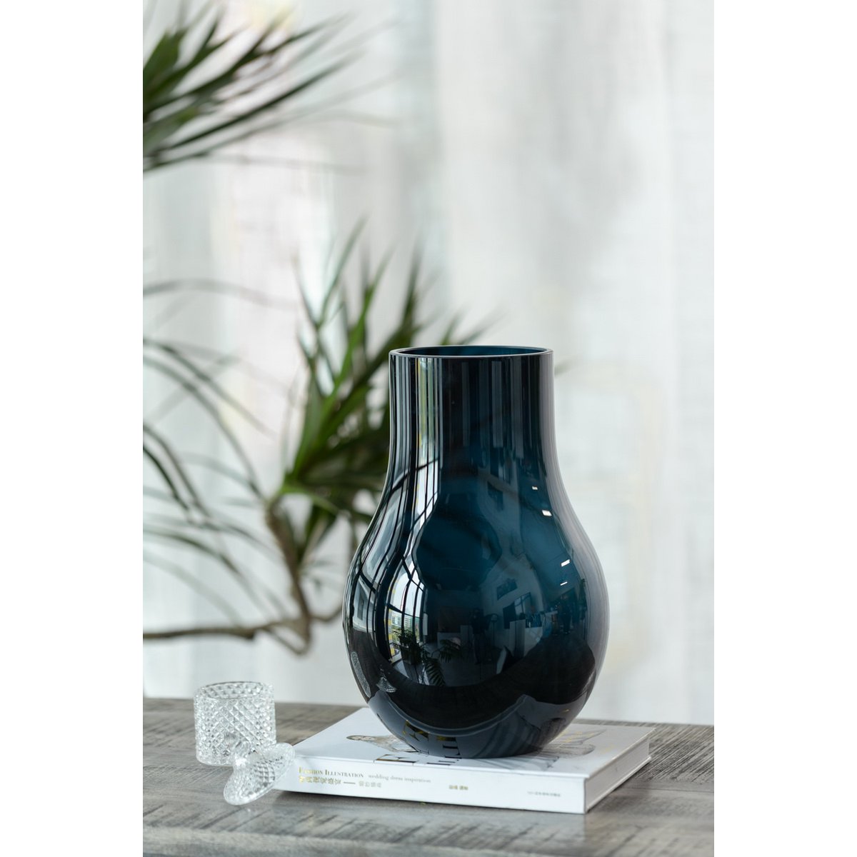 TOP verkopende glazen vazen: moderne elegante grote vaas in diepblauw kwaliteitsglas, DAVOS15