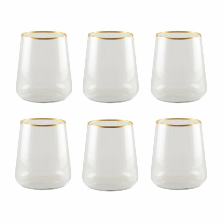 Mat vergulde waterglazen - veel van 6
