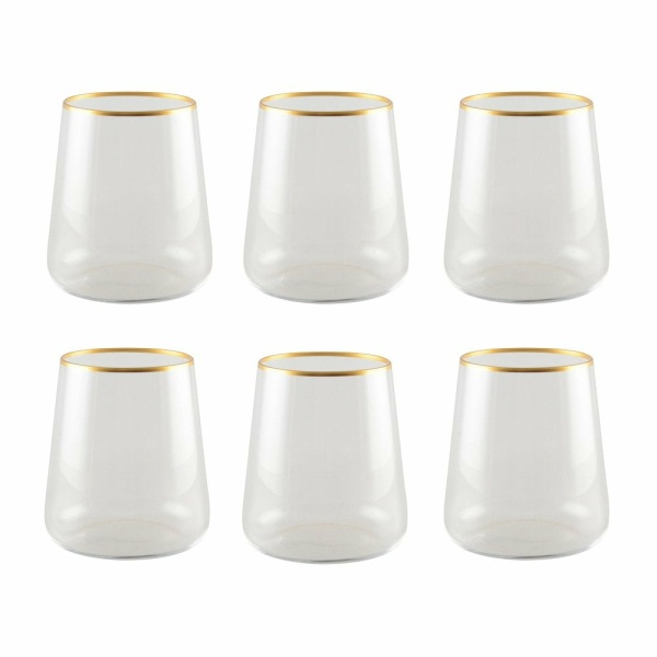 Mat vergulde waterglazen - veel van 6