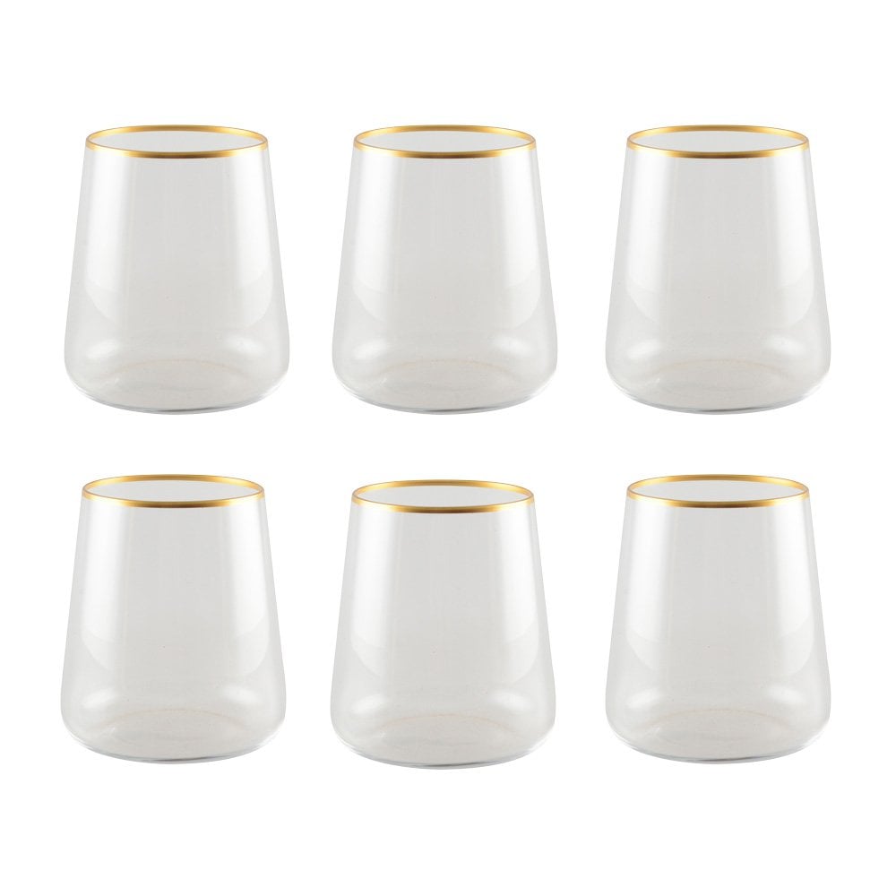 Mat vergulde waterglazen - veel van 6