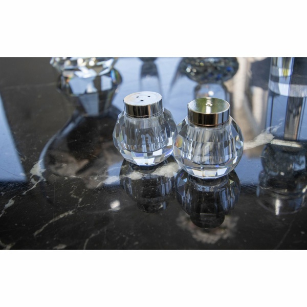 Kristal ronde zout shaker en peper