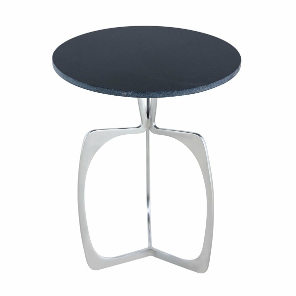 Bijzettafel metaal rond ø 45 x 56 cm siertafel marmer Sohoo frame zilver of goud