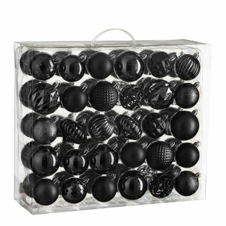 Kerstballen Set - 60 Stuks - Ø7 cm - Onbreekbaar - Zwart