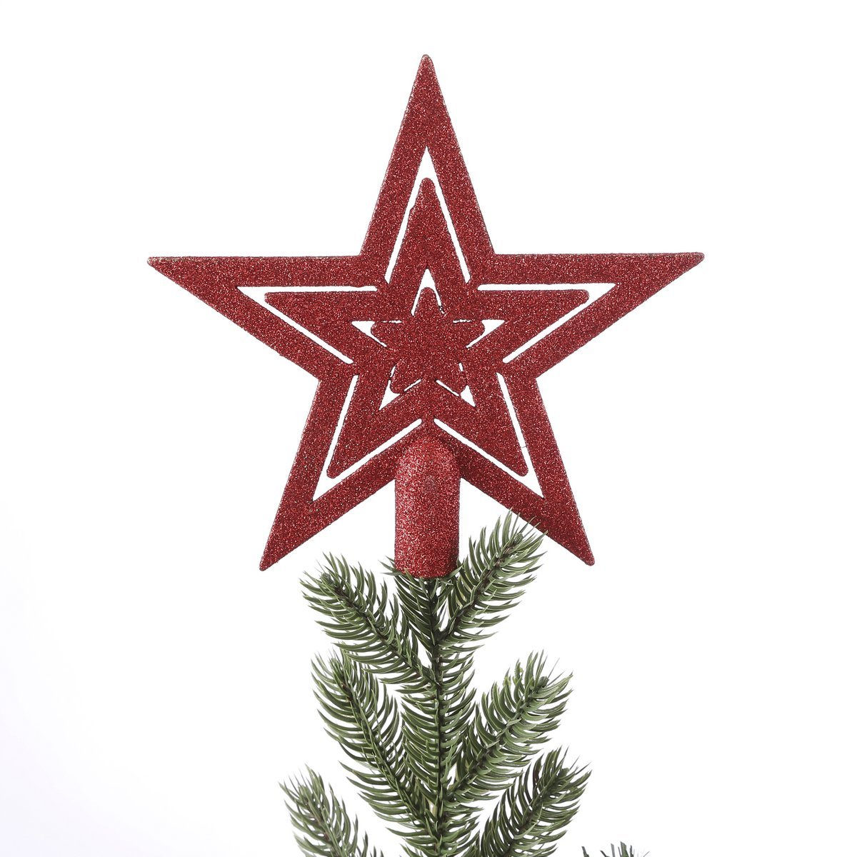 Plastic Kerstballen Set met Piek - 40 Stuks - Ø8 cm - Rood