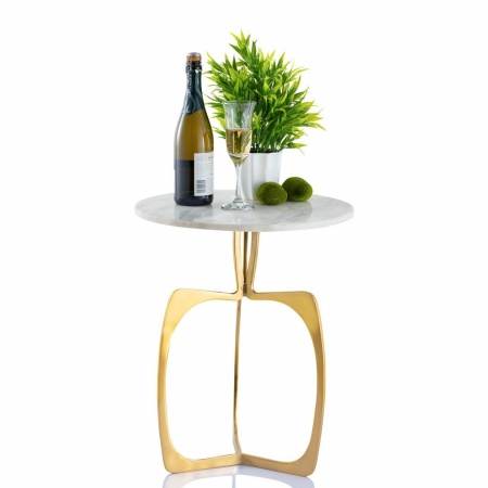 Bijzettafel metaal rond ø 45 x 56 cm siertafel marmer Sohoo frame zilver of goud