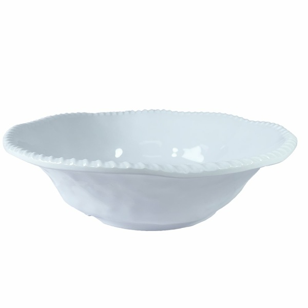 Witte melamine kom touw rand 30,5x30.5x9cm
