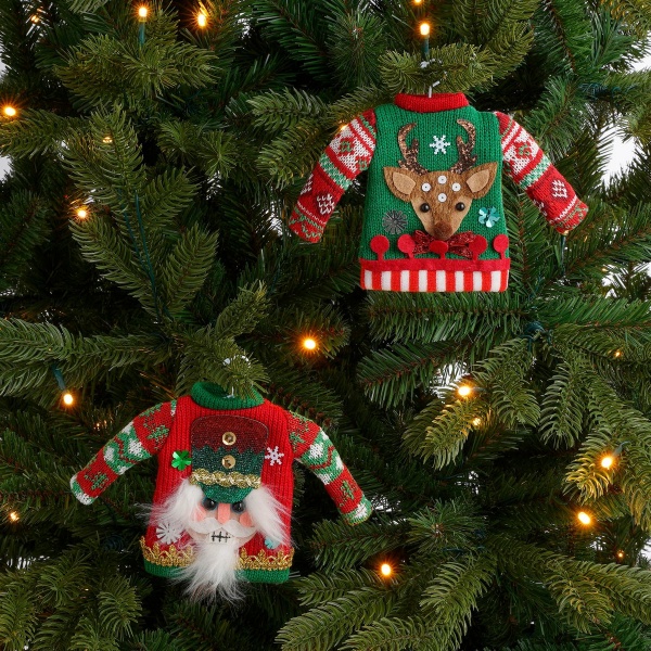 Kerst Ornament Sweater - L20,5 x B2,5 x H15 cm - Rood
