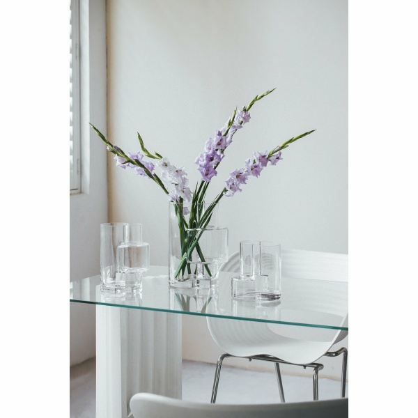 Glazen vaas van top innovatief design met constructivistische touch, FUSION 20 helder glas