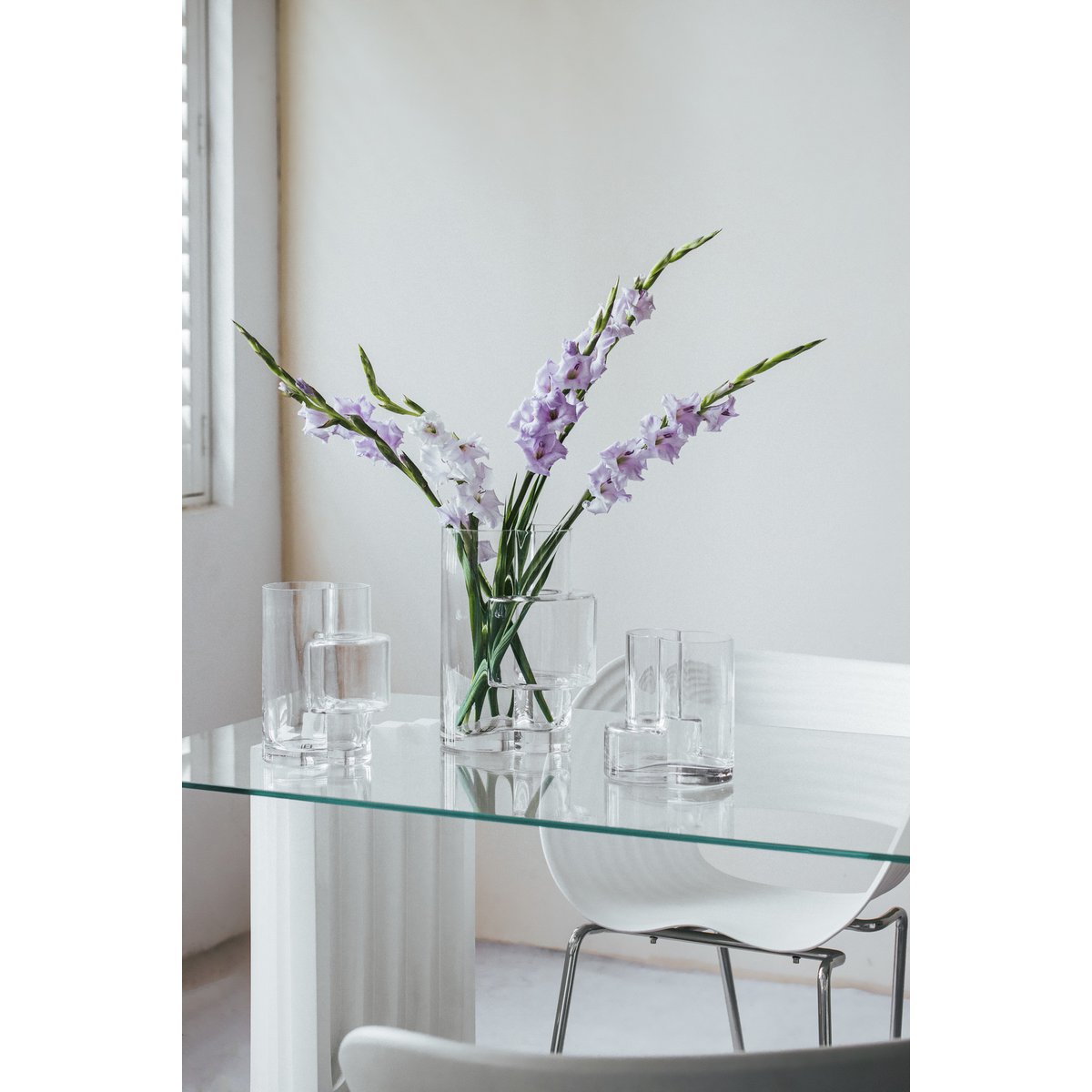 Glazen vaas van top innovatief design met constructivistische touch, FUSION 20 helder glas