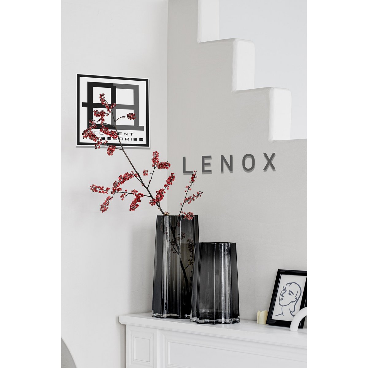 Modern-Klassiek Luxe hoge vaas, stijlvol Belgisch design, LENOX 40 Grijs