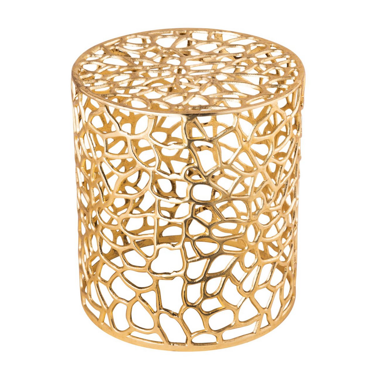 Zij met metalen decoratieve tafel Ø 40 x 46 cm ronde agadir zilver of goud aluminium koraalontwerp