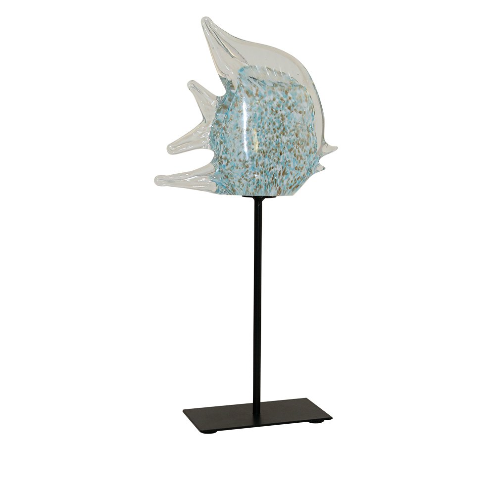 Decoratief blauw glas en transparant metaal